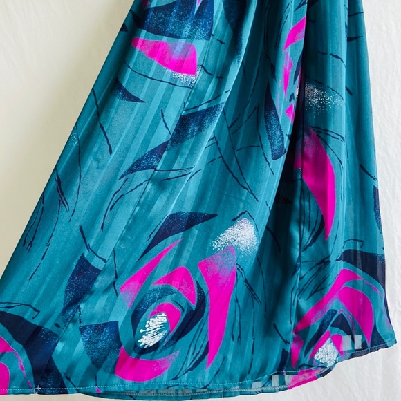 Vintage 1970s Teal & Purple Day Dress Sz 8 - Picture 6 of 6